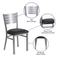 thumbnail image 2 of HERCULES Series Silver Slat Back Metal Restaurant Chair - Black Vinyl Seat, 2 of 9