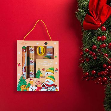WIFKLSIIPG Christmas Kids Stationery Gift Set Notebook Pencils and Christmas Themed Items(Yellow)