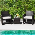thumbnail image 1 of Costway Ensemble de Meubles de Terrasse en Osier 3 Pcs Table de Rangement avec Housse de Protection Coussinée, 1 of 10