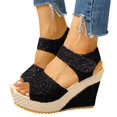 thumbnail image 3 of YOUSNH Sandales Compensées pour Femmes Chaussures pour Dames Chaussures Décontractées Sandales à Plateforme Mode Chaussures à Fleurs Chaussures Femme 2024 Tendance Noir 5.5, 3 of 7