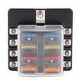 thumbnail image 4 of Aqxreight - 8 Way Fuse Block Blade Fuse Box Holder, 8 Circuit Car Fuse Block With 16Pcs Fuse & LED Indicator & Protection Cover, For Automotive Car Marine Boat, 4 of 8