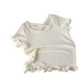 thumbnail image 1 of Plebaso Top for Kids Short Sleeve Round Neck Ruffled Ice Silk T-shirt for Girls Baby Summer Clothes, 1 of 3