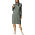 thumbnail image 2 of INSPIRE CHIC Chandail Molletonné Décontracté pour Femme à Enfiler, Manches Longues, Robe Midi à Capuche avec Poches, P Gris, 2 of 7
