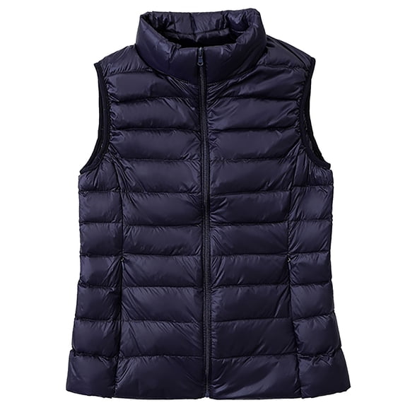 WRKEKC Puffer Vest Women Short Zipper Sleeveless Warm Down Vest Jacket Sleeveless Cotton Coat with Pockets for Fall Winter Layering