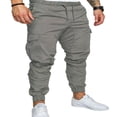 thumbnail image 1 of Men‘s Cargo Pants Slim Fit Sweatpants Jogger Drawstring Elastic Outdoor Trousers with Pockets, 1 of 6