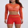 thumbnail image 2 of Ensemble de Plage Élégant pour Femmes Crop Top en Maille Transparente + Shorts, 2 of 9