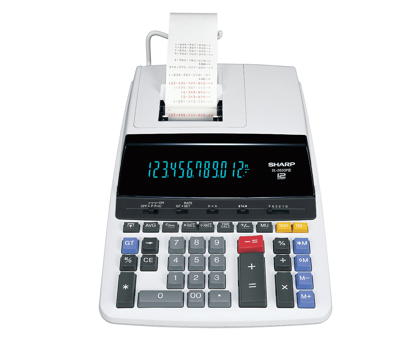 SHARP EL2630PIII Desktop Printing Calculator, Heavy-Duty, 12-Digit, Two-Color Print, Clock/Calendar, Ideal for Accounting, Bookkeeping, Office Use