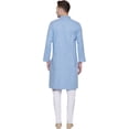 thumbnail image 3 of Traditional Cotton Men's Kurta Set Embroidered India Clothes (Sky Blue, M), 3 of 5