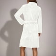 thumbnail image 4 of Womens Plush Fleece Robe Knee Length Cozy Fuzzy Bathrobe with Belt Shawl Collar Warm Soft Towel Robes White, M, 4 of 5