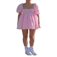 thumbnail image 2 of Women Puff Sleeve Babydoll Dress Square Neck High Waist Ruffles Princess Dress Flowy Prom Party Mini Dress, 2 of 6