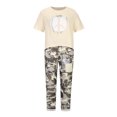 thumbnail image 4 of Jsaierl Ensembles en Lin pour Femmes 2 Pcs Imprimé Col Rond Demi-Manche Pull Chemise Hauts et Pantalons Ensemble, 4 of 8