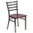 thumbnail image 1 of HERCULES Series Clear Coated Ladder Back Metal Restaurant Chair - Mahogany Wood Seat, 1 of 6