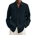 thumbnail image 1 of MesaSe Chemise en Lin de Coton Solide Col Rond à Manches Longues, 1 of 6