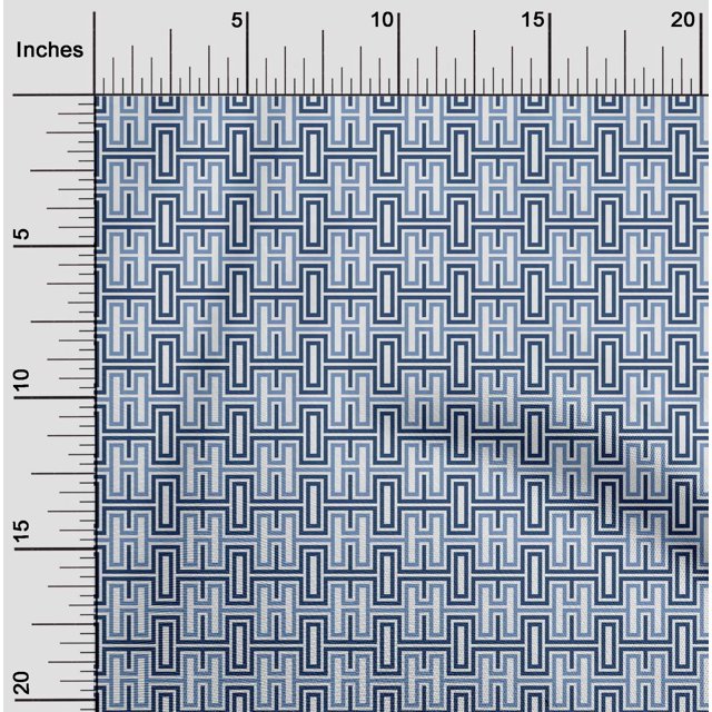 oneOone Georgette Viscose Fabric Greek Key Geometric Printed Fabric 1 Yard 42 Inches