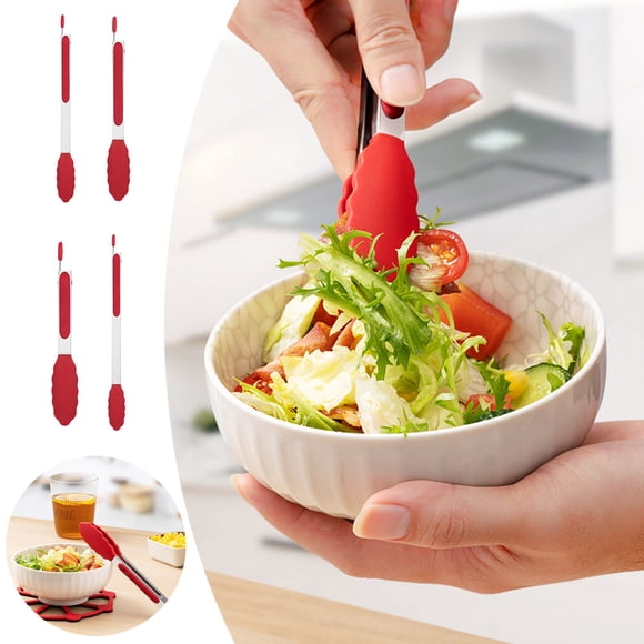 High Heat Nylon Food Tongs with Stainless Steel Handle for Grilling BBQ and Kitchen Cooking Accessories