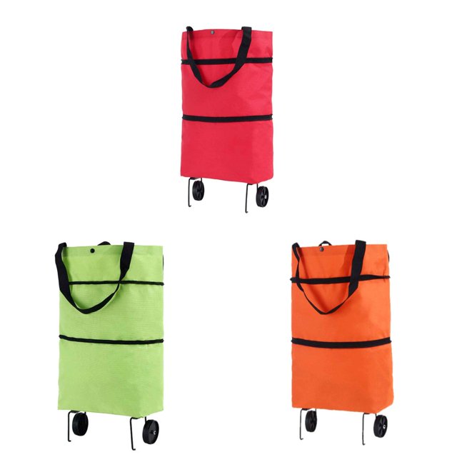CHUANK Sac de Courses avec Roues Chariot de Courses Portable avec Roues Chariot Pliable Sac à Main Roulant Grande Capacité pour Voyage et Maison