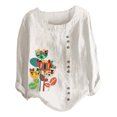 thumbnail image 4 of Pompotops Mode Femmes Décontracté Bouton Imprimé Floral Manches Courtes T-Shirt Blouse Hauts Liquidation, 4 of 4