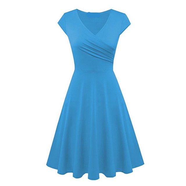 Robes pour Femmes 2024 Été Surdimensionnée Décontractée Couleur Décontractée Manches Courtes Col en V Robe Ample Rabais de 50 % Liquidation!