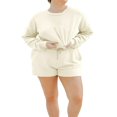 thumbnail image 1 of Women‘s Sweatshirt and Elastic Shorts 2 Piece Tracksuits with Long Sleeves, 1 of 9