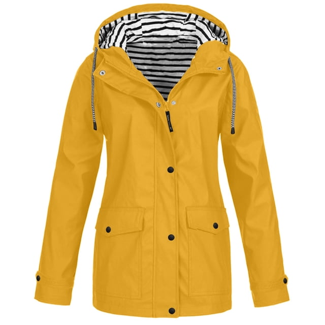 Manteaux pour Femmes Manteau de Pluie Uni Extérieur Grande Taille Imperméable Imperméable à Capuche Coupe-Vent Manteau d'Entraînement en Liquidation