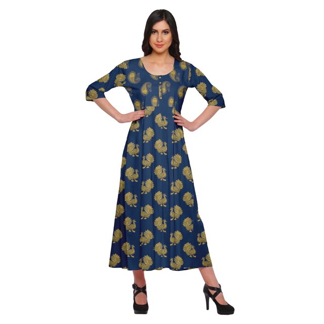 Moomaya Kurta Imprimé Tunique Longue Hauts Femmes Tenue d'Été Kurti pour Femmes