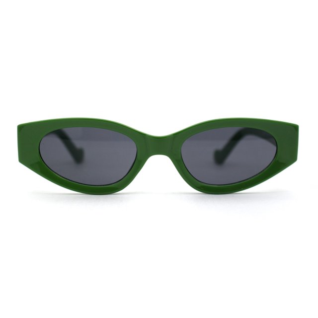 Women Classy Thick Temple Mod Cat Eye Plastic Sunglasses Green Black