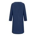thumbnail image 4 of Robes d'Été Grande Taille Mode Décontractée Col Rond Manches Longues Coton Lin Robe Mi-Mollet Poche Robes Unies Robes pour Femmes pour Invitée de Mariage Été en Liquidation, 4 of 8
