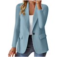 thumbnail image 1 of ManxiVoo Professional Womens Blazer Cardigan Open Front Lightweight Office Wear Versatile Spring Layering Piece XL Size Light Blue, 1 of 6