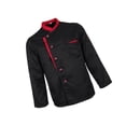 thumbnail image 1 of facefd Long Sleeves Chef Jacket Coat Hotel Waiters Kitchen Uniform Tops Black 3XL, 1 of 8
