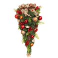 thumbnail image 2 of Christmas Tree Rattan Upside Down Christmas Decorations Artificial Flower Bows Door Hanger for Fireplace and Living Room, 2 of 10