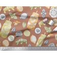 thumbnail image 3 of Soimoi polyester Crepe Fabric Lemon Slice Jar,Cucumber & Ginger Vegetable Decor Fabric Printed Yard 52 Inch Wide, 3 of 3