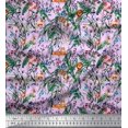 thumbnail image 1 of Soimoi Polyester Crepe Fabric Leaves & Cartoon Animals Jungle Fabric Prints by Yard 42 Inch Wide, 1 of 3