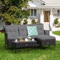 thumbnail image 1 of Costway 3PCS Patio Rattan Furniture Set 3-Seat Sofa Cushioned Table Garden Gray, 1 of 10