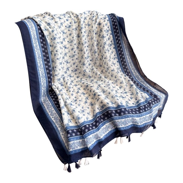 Foulard à Franges Imprimée Bohème Châle Léger pour Style Quotidien et Confort Saisonnier