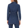 thumbnail image 3 of INSPIRE CHIC Veste en Denim Longue pour Femme à Revers Cranté, Manches Longues, Boutonnée, Ceinturée, TP Bleu, 3 of 7