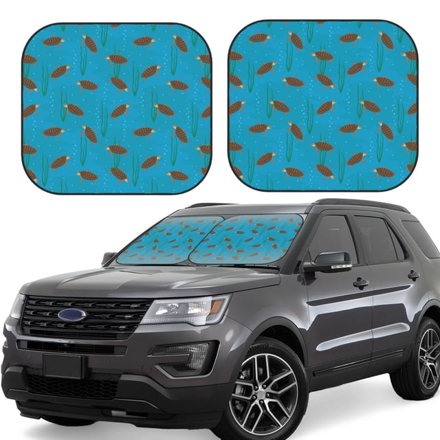 Wukai Sea Turtle Car Front Windshield Sun Shade,Sun Visor Shield Block Automotive Interior Protector Blocks UV Rays-Medium