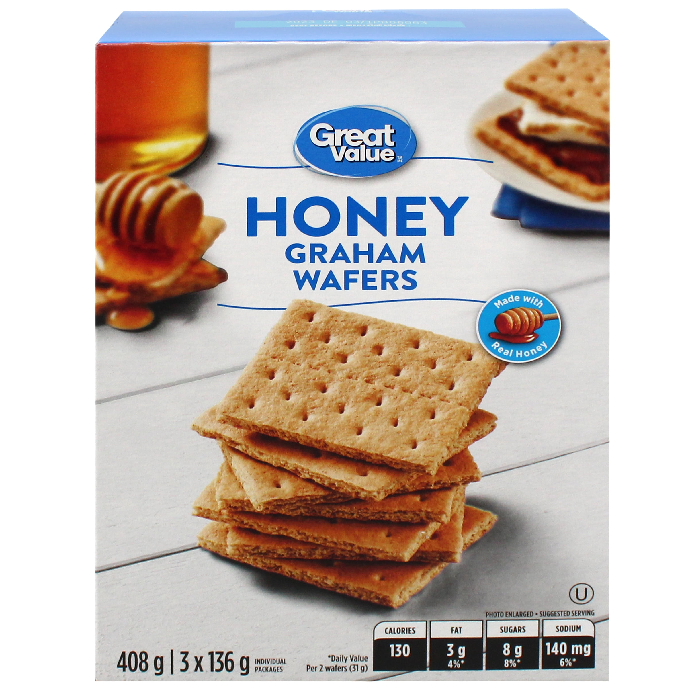 Great Value Honey Graham Wafers, 408g