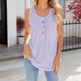 thumbnail image 2 of Timegard Womens Tank Tops Round Neck Button Ruched Eyelet Sleeveless Top Casual Tunic Top for Leggings, 2 of 5