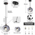 thumbnail image 3 of KCO Lighting Modern Black Globe Pendant Light, Mercury Glass Ceiling Light, Mid Century Silver Kitchen Hanging Light Over Island, 3 of 10