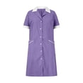 thumbnail image 4 of Limited Time Savings,Nurse Lapel Dress, Solid Color Work Dress, Pockets + Button Splicing, Midi Length, For Healthcare Staff, Professional Work Attire, Cotton Blend, Clean Cut, Daily Uniform, 4 of 6