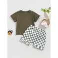 thumbnail image 4 of Faithtur Vêtements d'Été pour Garçons Ensemble 2 Pcs T-Shirts à Manches Courtes Col Rond Imprimé Lettre et Shorts à Damier, 4 of 9