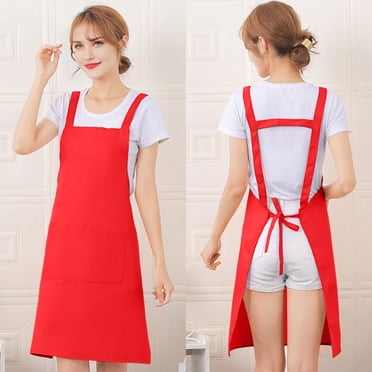 Staron Red Aprons for Women with Pockets Adjustable Chef Apron Kitchen Aprons for Cooking