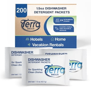 Terra Breeze Automatic Dishwasher Detergent Powder - 1.5 oz Packets (200 packs)