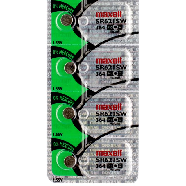 4 x Maxell 364 Watch Batteries, SR621SW or 363 Battery
