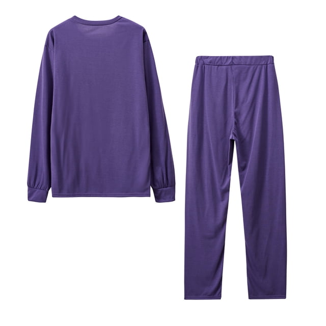 hotojiny Ensemble Détente pour Femmes 2 Pcs Tenues Doux Confortable Manches Longues Col Ras du Cou Hauts de Pyjama et Pantalons Vêtements de Nuit Survêtements