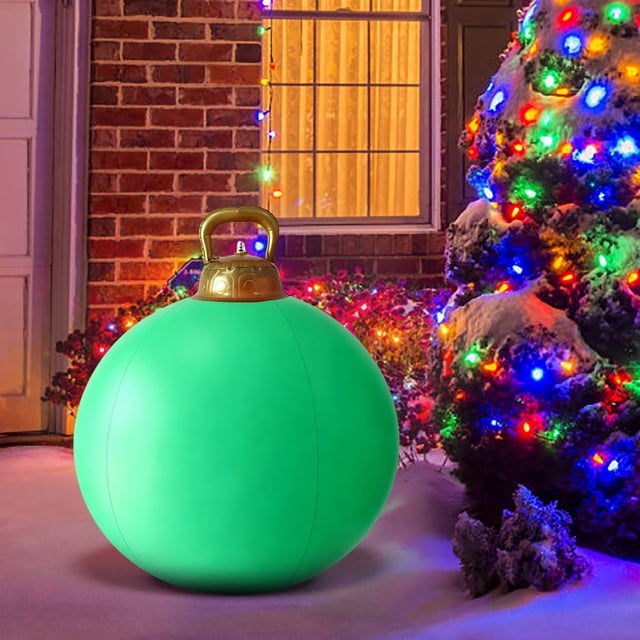 Fwttom Christmas Decoration Ball 60cm Outdoor Christmas Inflatable Decorated Ball Pvc Inflatable Christmas Ball Christmas Tree Decorations