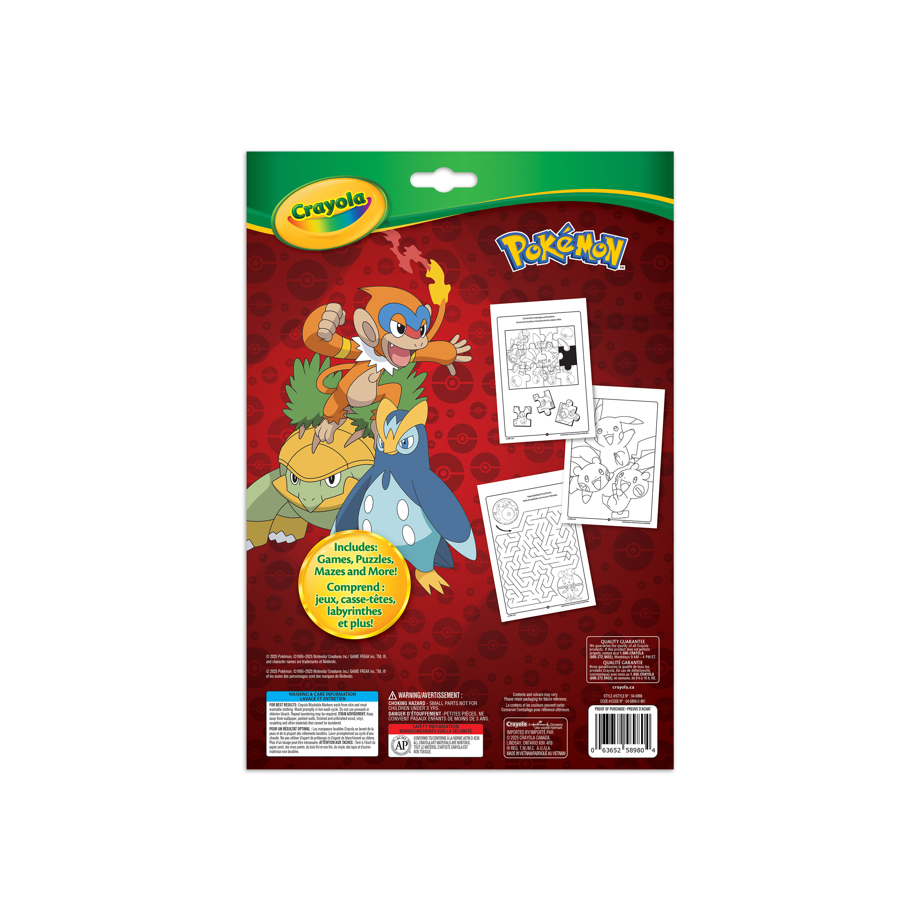 Bloc de pages à colorier et d'activités Crayola, Pokémon