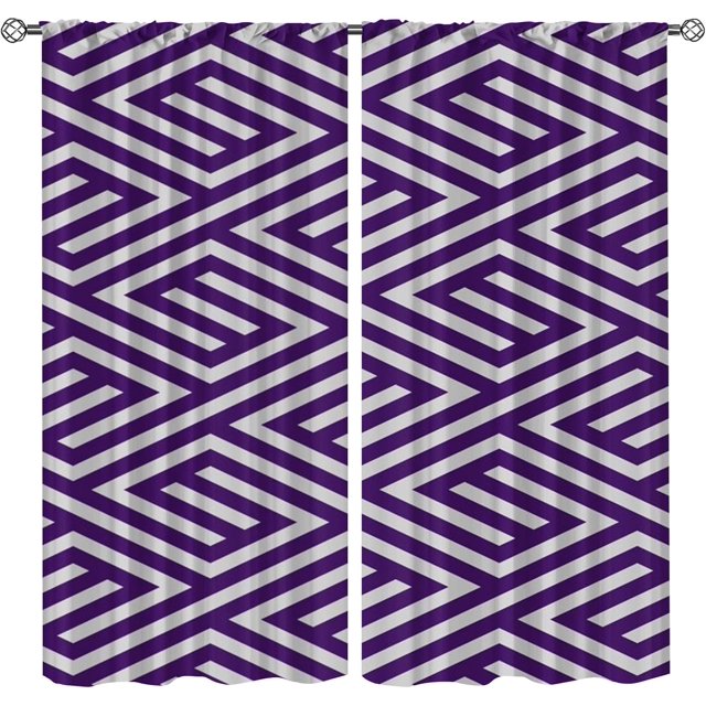 Geometric Symmetric Triangles Soundproof Privacy Curtains, Continuous Abstract Lines Illustration Blackout Pinch Pleated Curtains, Foldable Breathable Home Curtains for Living Bedroom-W52xL84in