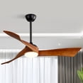 thumbnail image 2 of Sofucor 52 Inch Ceiling Fan with Light, 3 Walnut Solid Wood Blades, Matte Black, Dimmable 3‑Colour LED Light with Memory, Quiet Reversible Motor, 5"/10" Downrod Included, 2 of 11