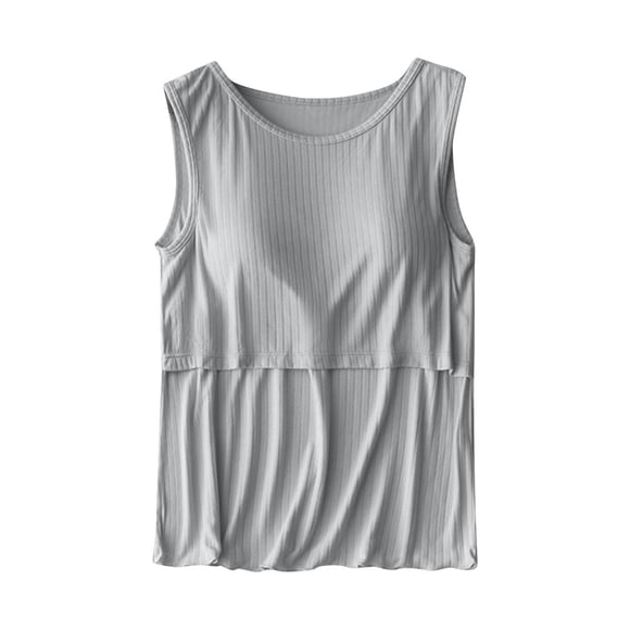 Grrvtrz Débardeurs de Maternité et d'Allaitement pour Femmes Sans Manches à Encolure Dégagée Chandail d'Allaitement à Double Couche Vêtements de Grossesse
